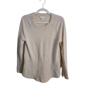 St. Tropez Neutral Cream 100% Cashmere Waffle Knit Detail Tunic Sweater Size M